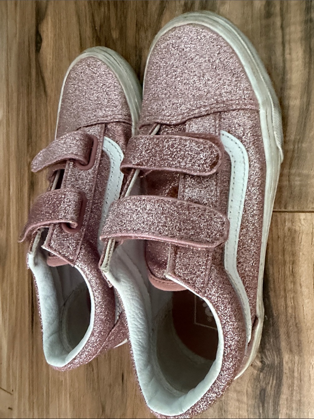 Vans Kids Glitter Velcro Sneakers in Rose Pink